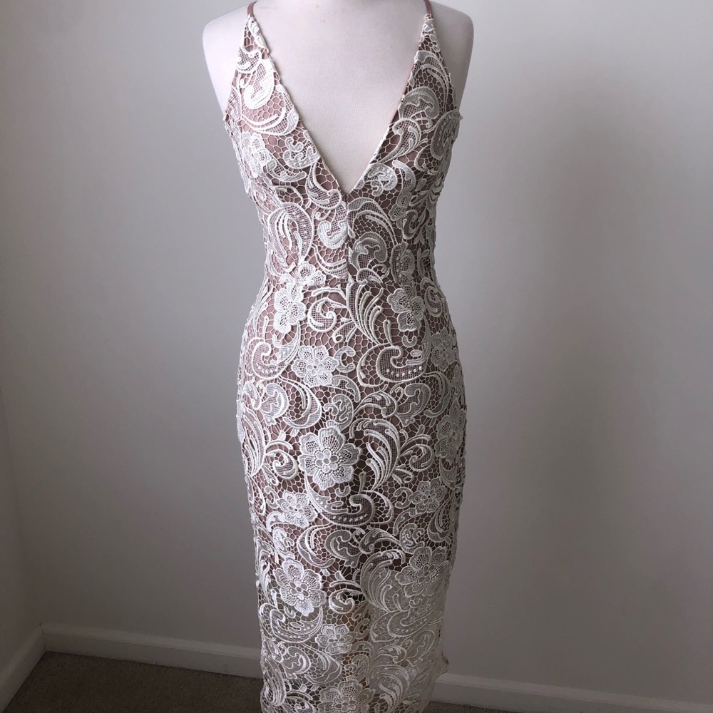 White lace midi dress